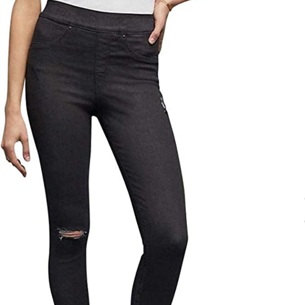 SPANX 20213R Distressed Denim Skinny Leggings Vintage Black